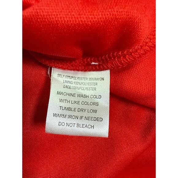 Indigo Rose Embroidered Red Lace Boho Midi Dress Short Sleeve Polyester Sz M EUC - Picture 6 of 7